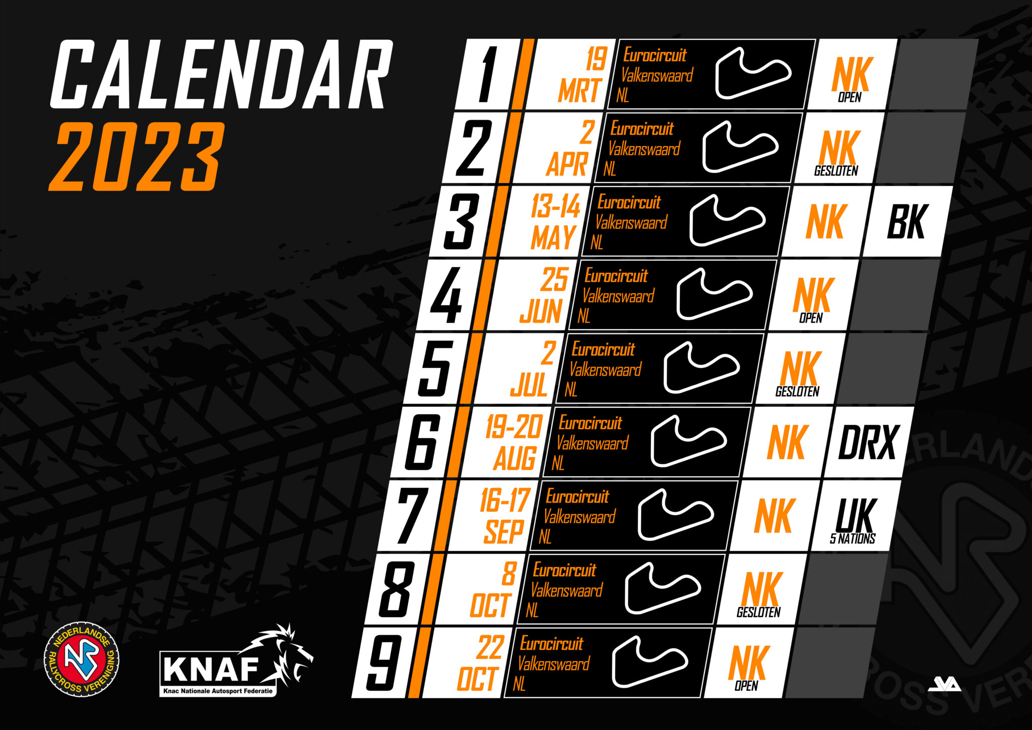 Kalender NK Rallycross 2023 Nederlandse Rallycross Vereniging